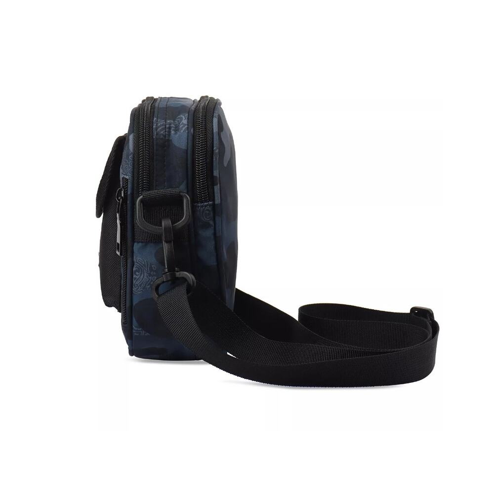 Sun + Stone Bag Men's Navy Blue Camo Mini Crossbody Bag Dual Zip Compartments - Picture 6 of 8